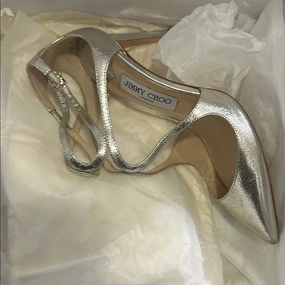 Jimmy Choo Silver Stiletto Heels - Picture 2 of 5